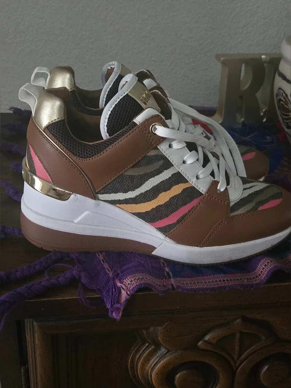 Michael Kors Brown Multicolor Platform Sneaker